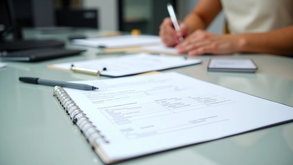 Workplace safety compliance checklist and documentation on manager's desk