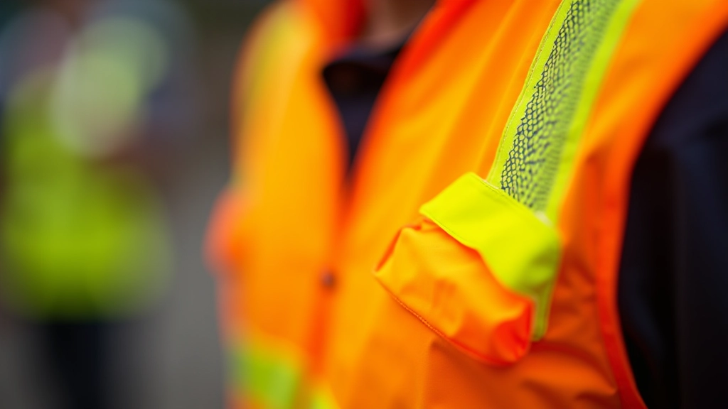 Close-up of reflective safety vest showing hi-vis tape detail and fabric texture before and after proper care